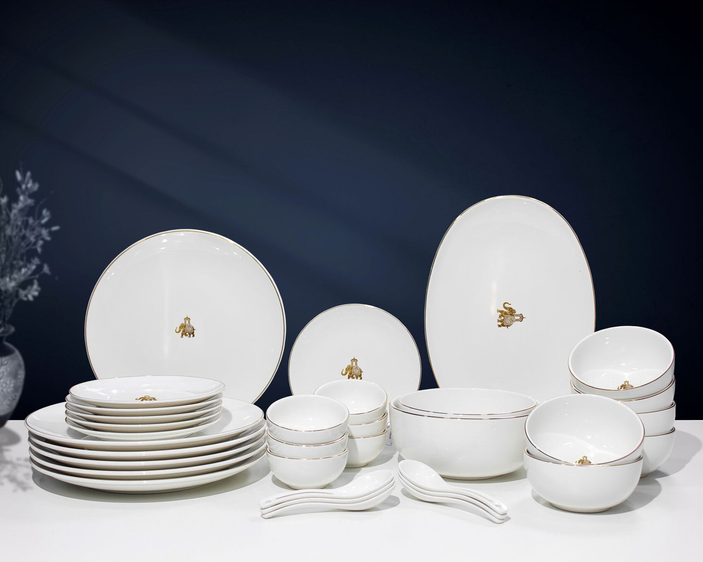 Golden Gaj Motif - 33 pcs dinner set