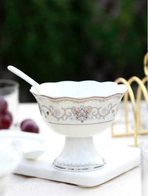 White Pattern Dessert Cups - Set of 6