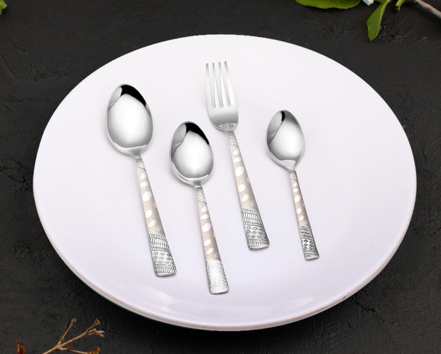 Cutlery Set with Wooden Stand Square - 25pcs