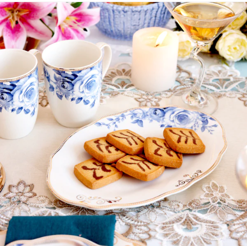 Azure Gold Coffee Mugs & Snack Tray