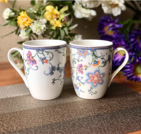 Blue Flower Coffee Mug set of 2