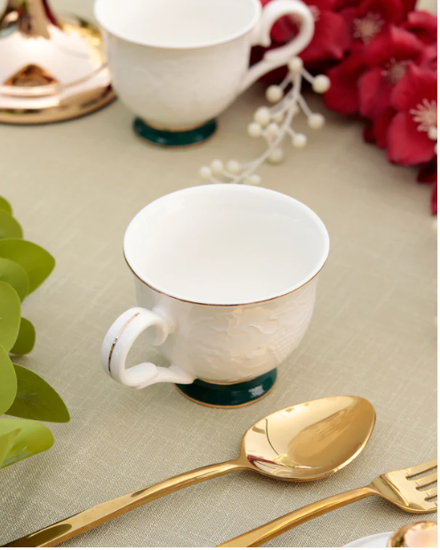 Emerald Green Cup & Saucer - Set of 6