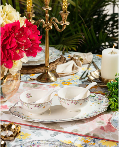 Flower Bed Embossed Dinner Set 36 pcs