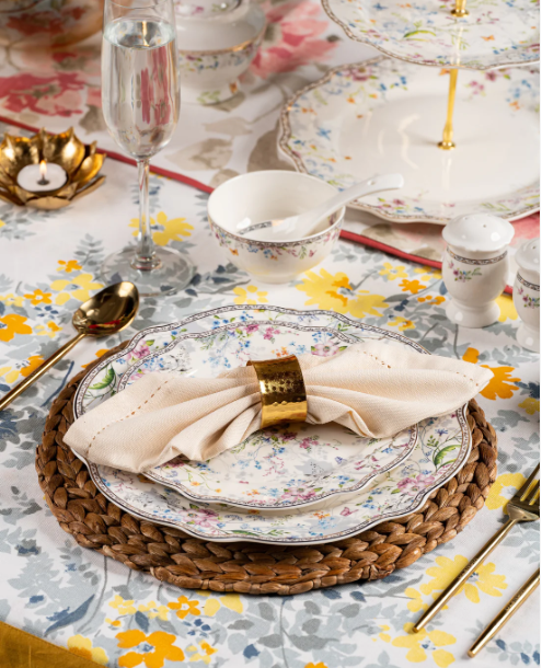 Flower Bed Embossed Dinner Set 36 pcs