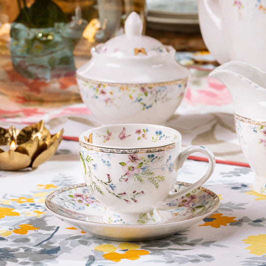 Flower Bed Cup & Saucer - Set of 6