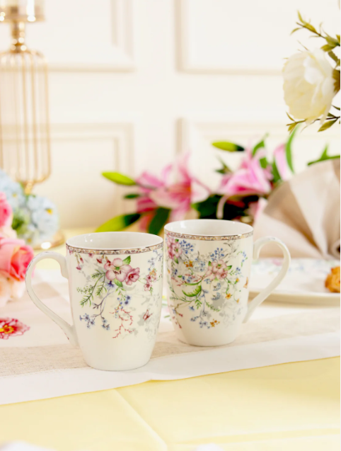 Flower Bed Coffee Mugs & Snack Tray