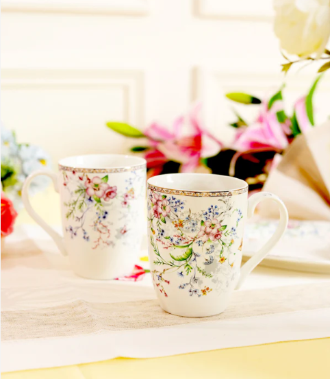 Flower Bed Coffee Mugs & Snack Tray