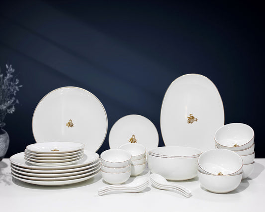 Golden Gaj Motif  - 33 pcs dinner set