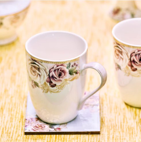 Gold Roses Coffee Mug set of 2