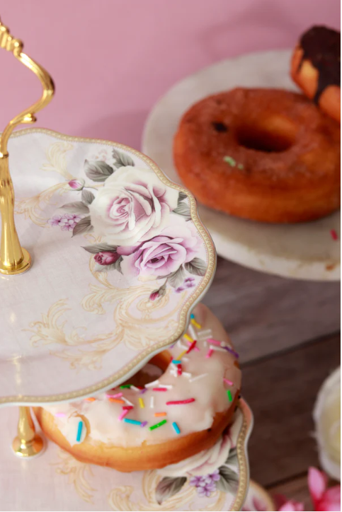 Gold Roses Three Tier Dessert Stand