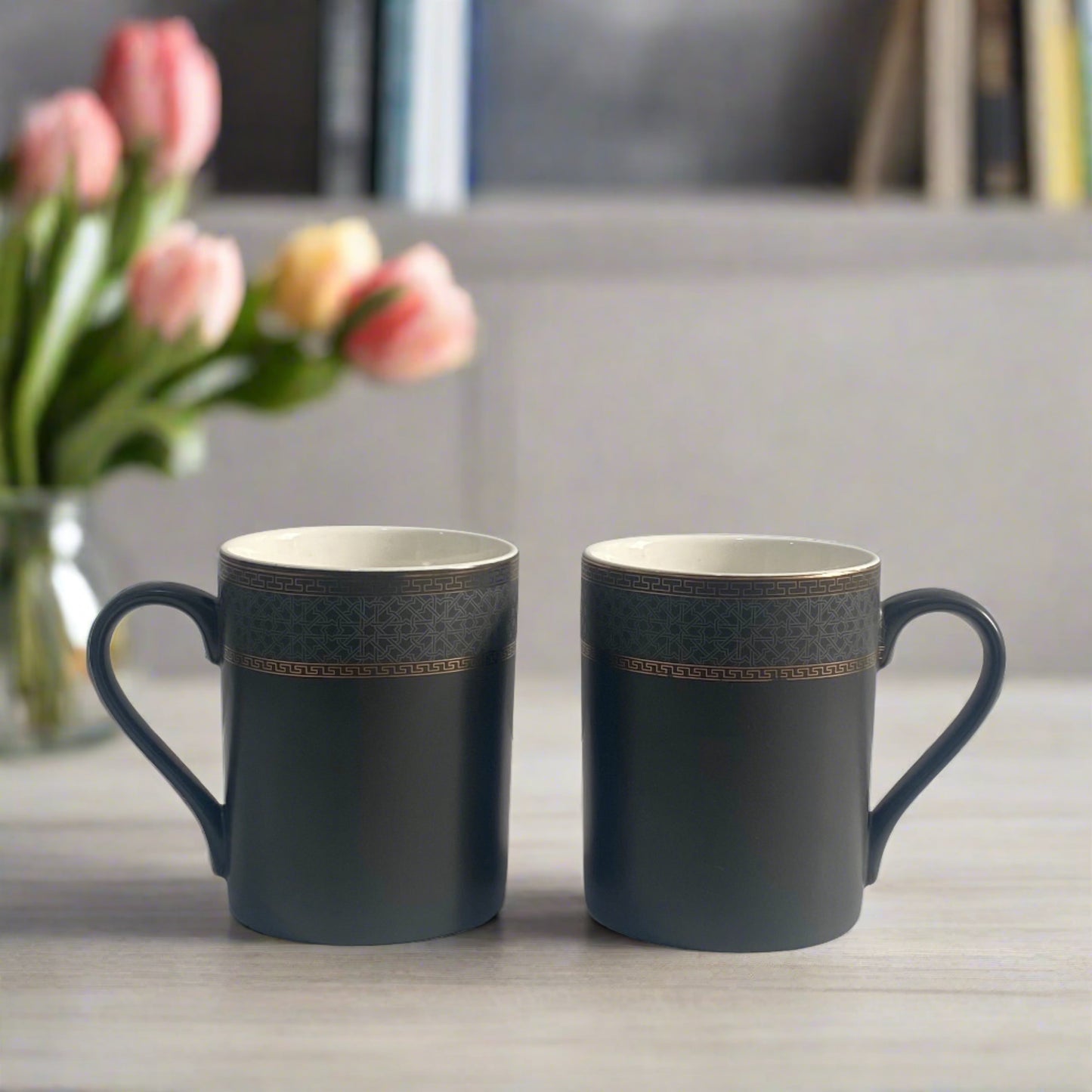 Dark Grey Matte Coffee Mug Set of 2