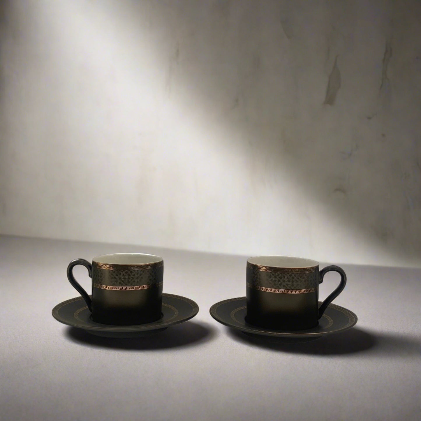 Black Matte Cup & Saucer - Set of 6