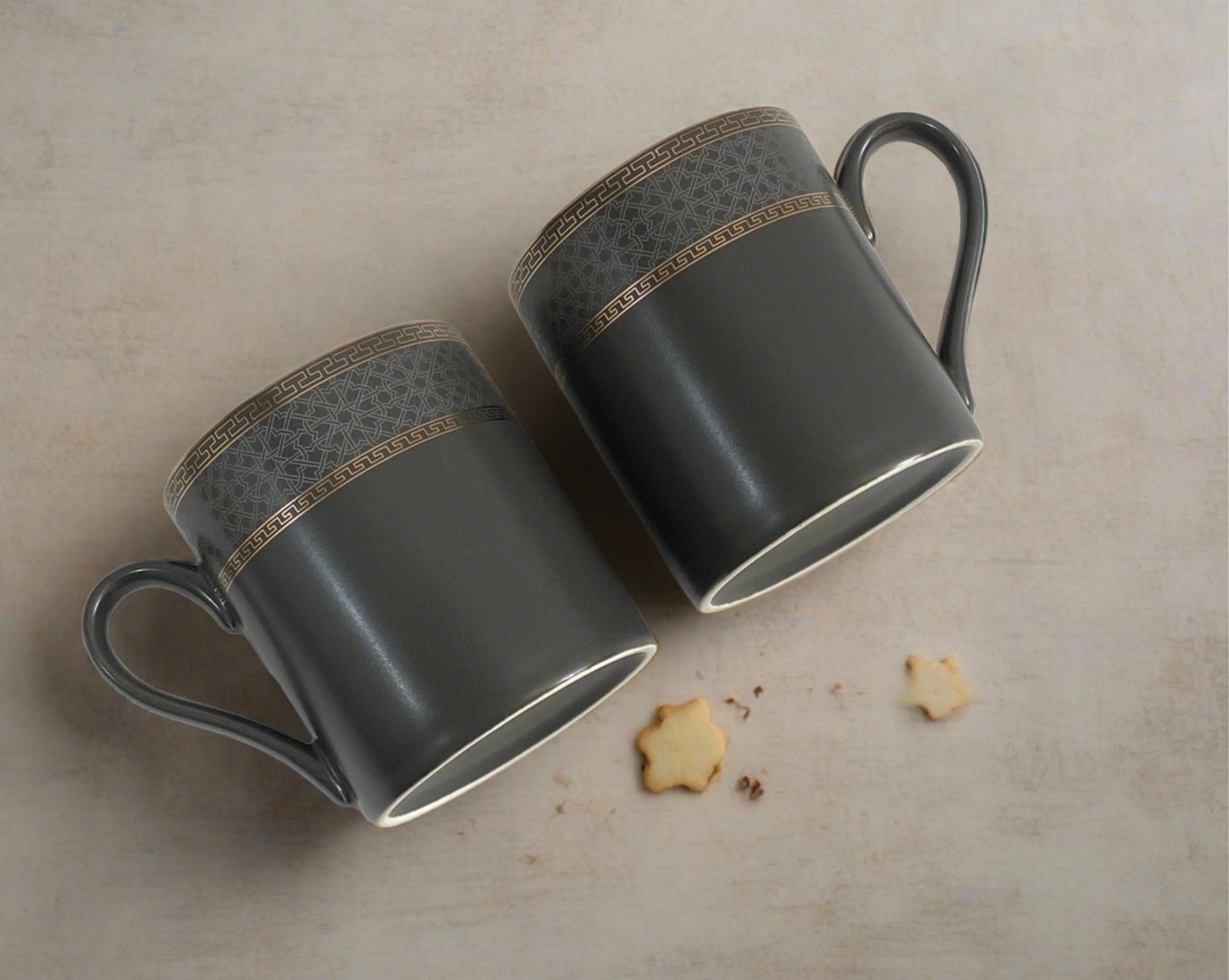 Dark Grey Matte Tea Cups - Set of 6