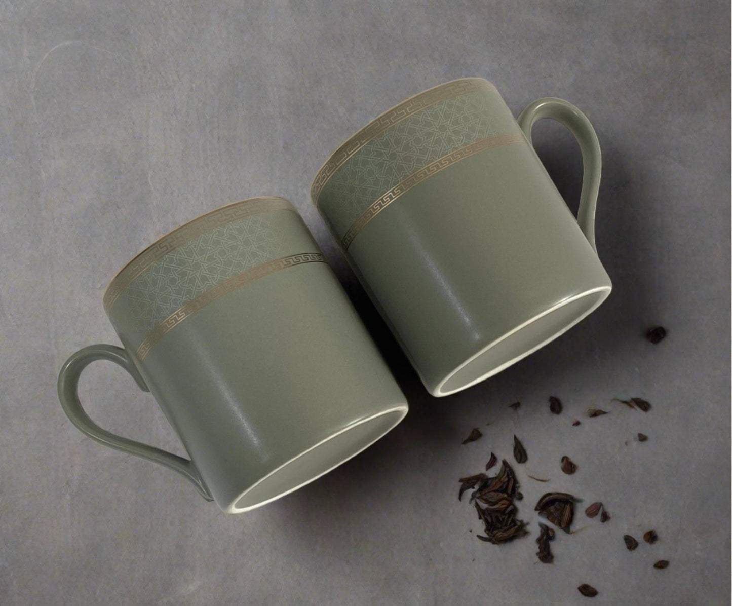 Olive Green Matte Tea Cups - Set of 6