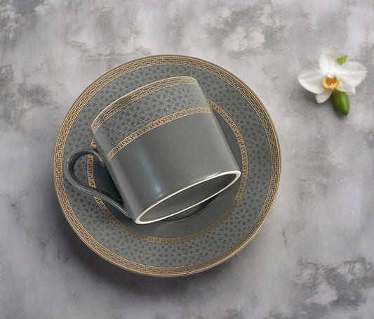 Dark Grey Matte Cup & Saucer - Set of 6