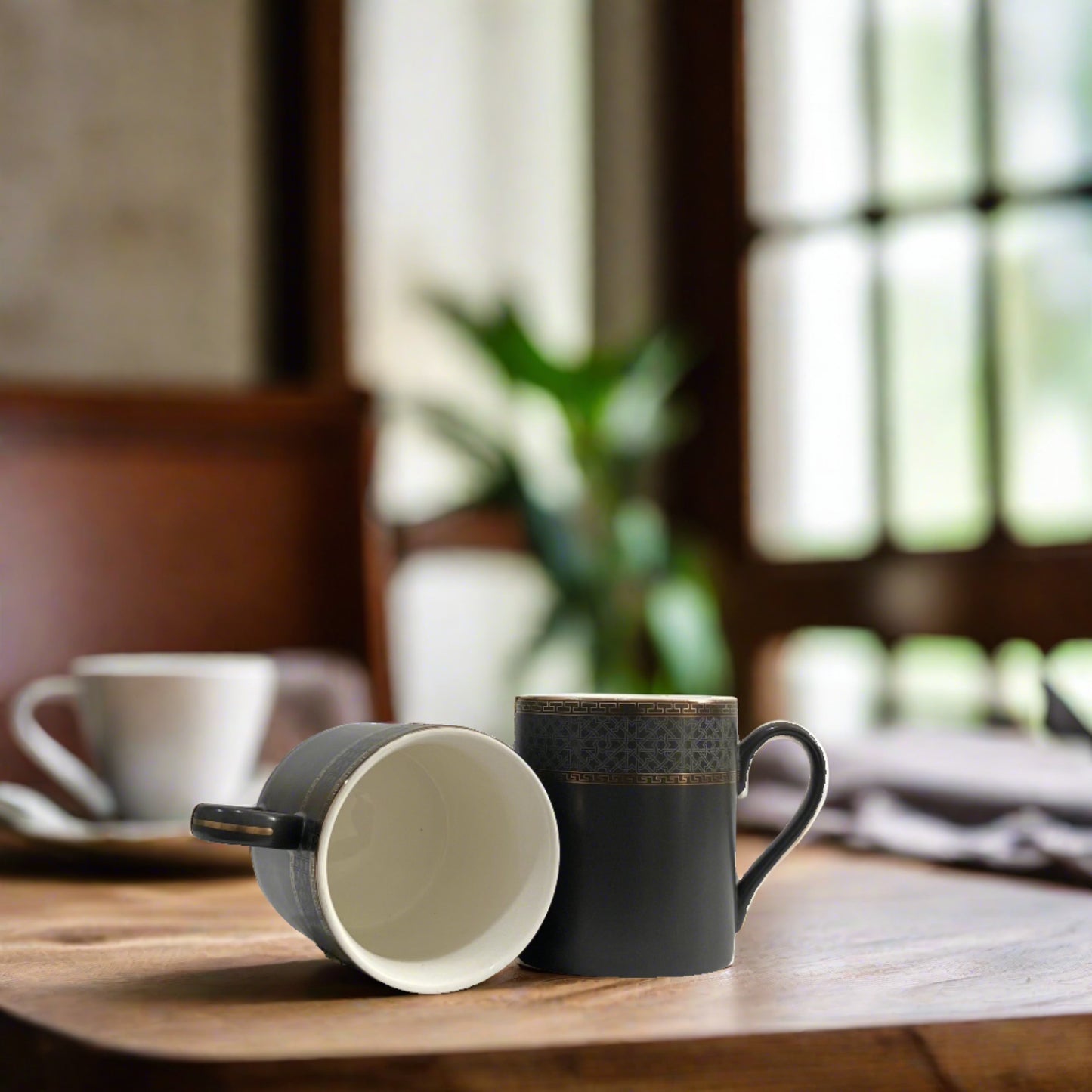 Dark Grey Matte Tea Cups - Set of 6