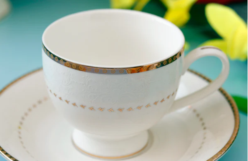 Ivory & Gold Cup & Saucer - Set of 6