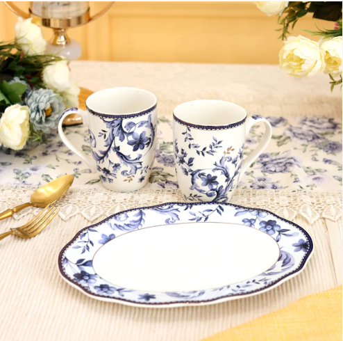 Midnight Blue Coffee Mugs & Snack Tray