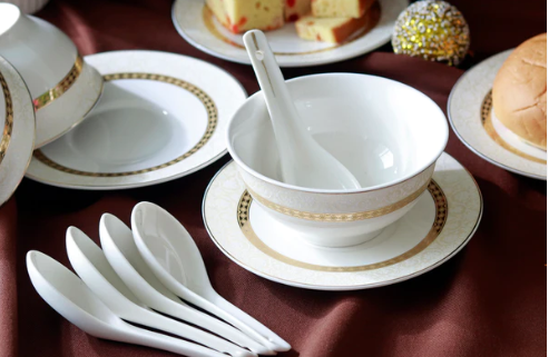 Opaline Gold 18pcs Soup Set ( 6 Bowls, Spoons, Plates )