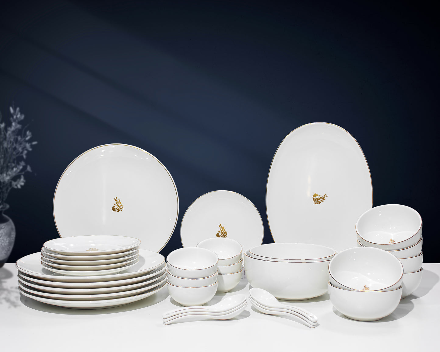 Golden Myur Motif  - 33 pcs dinner set