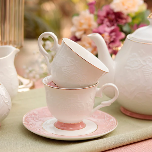 Pink Sapphire Cup & Saucer - Set of 6