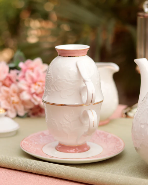 Pink Sapphire Cup & Saucer - Set of 6