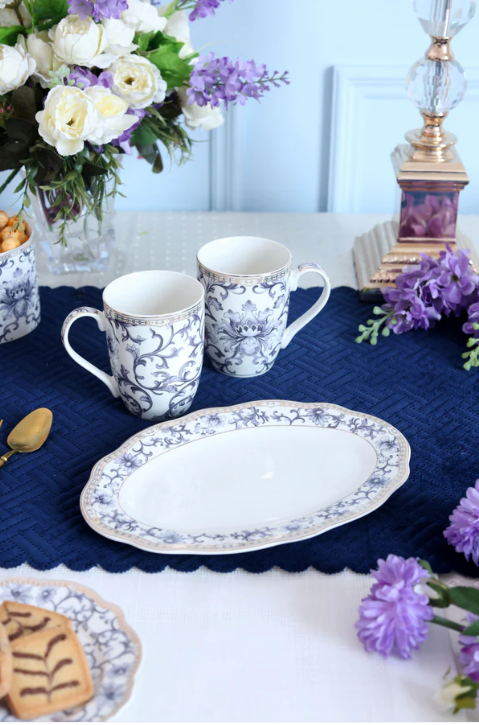 Royal Blue Coffee Mugs & Snack Tray