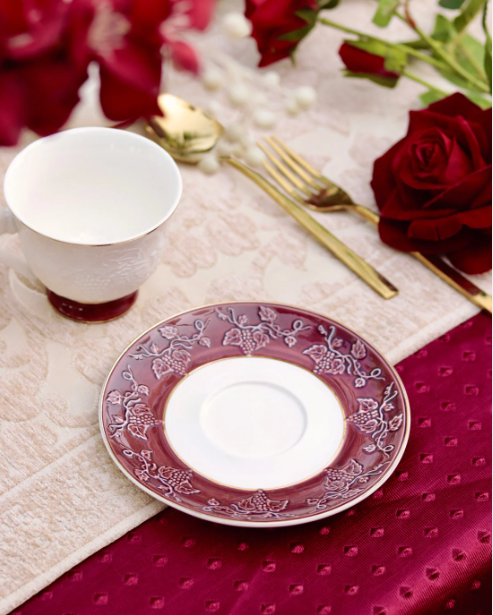 Ruby Red Cup & Saucer - Set of 6