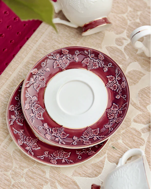 Ruby Red Cup & Saucer - Set of 6