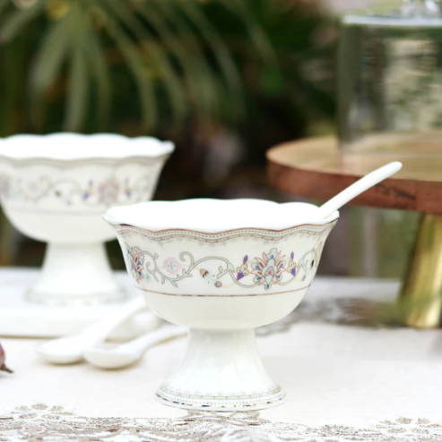 White Pattern   Dessert Cups  - Set of 6